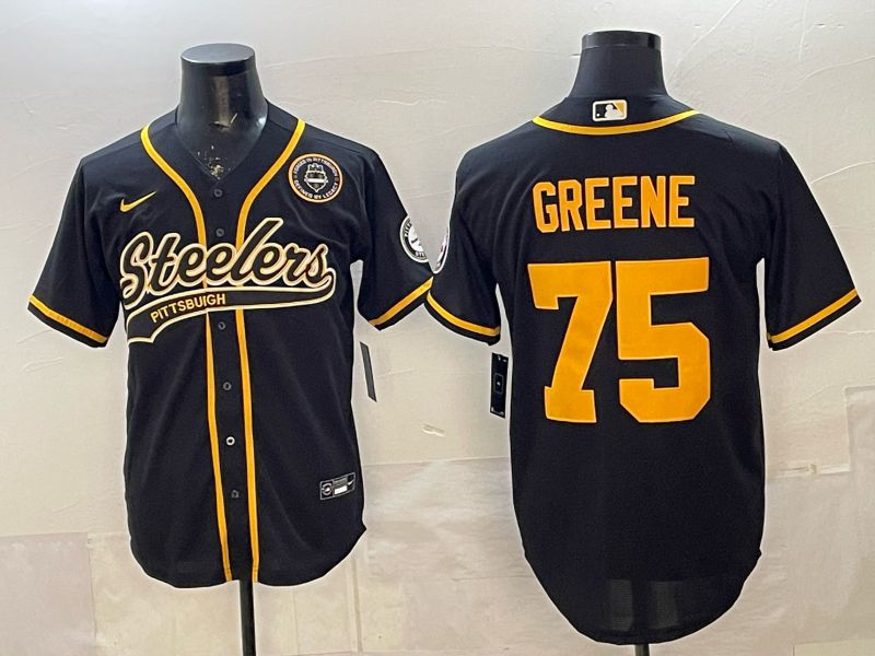 Men 2026 Pittsburgh Steelers #75 Greene Black Joint Name Nike Limited NFL Jersey style 07